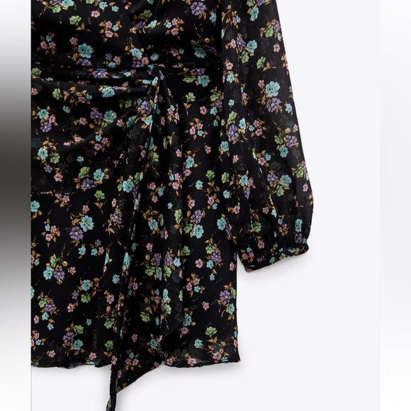 NWT ZARA SHORT FLORAL PRINT DRESS MULTICOLORED SIZE XS NWT - Picture 6 of 7